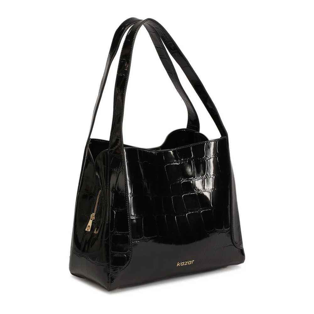 Kazar Schoudertas in reliëf lakleer Black Dames