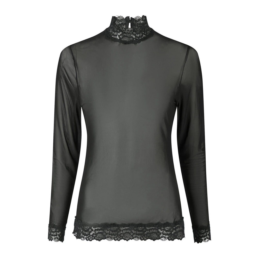 NEO NOIR Elegante Mesh Kant Blouse Zwart Black Dames