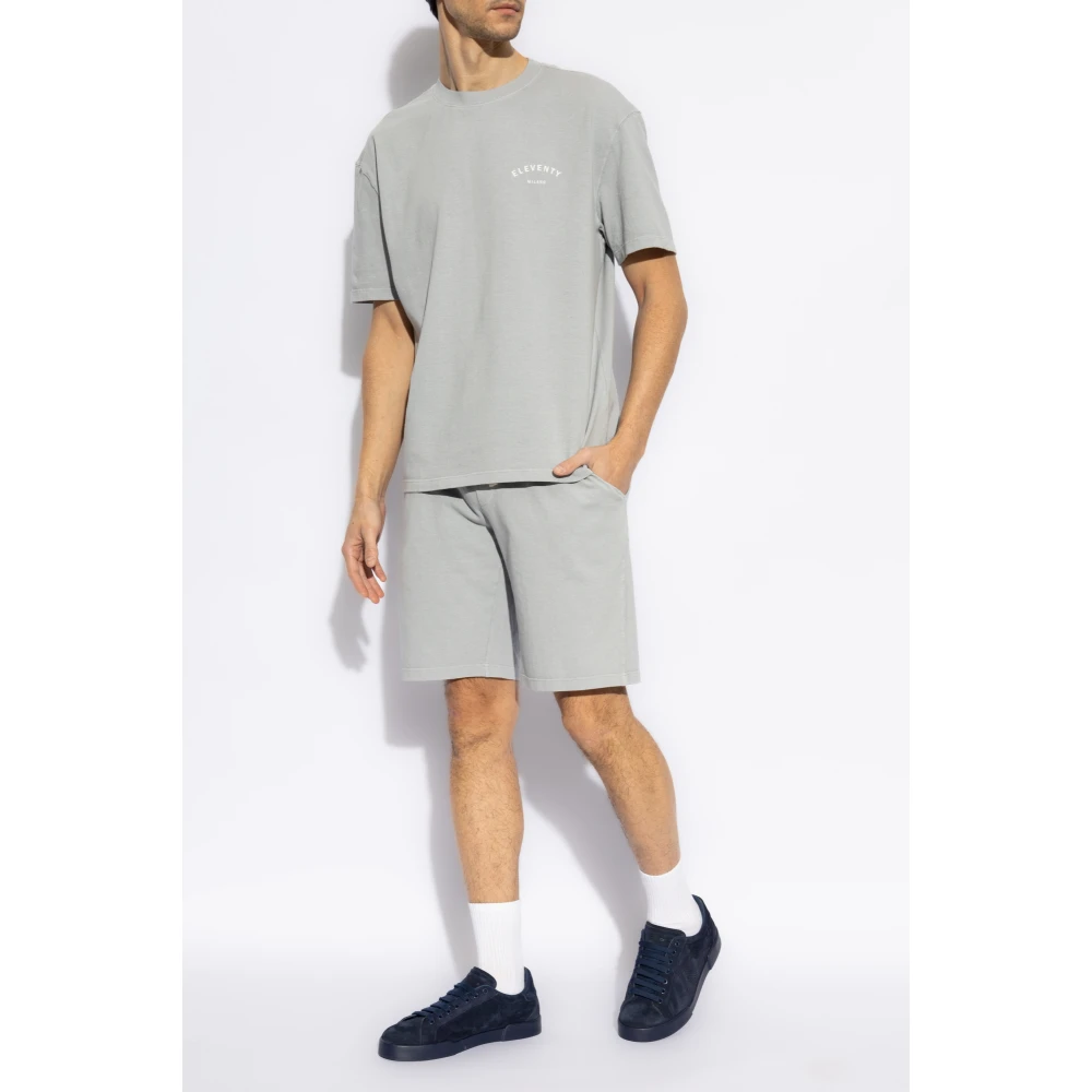 Eleventy T-shirt met bedrukt logo Gray Heren