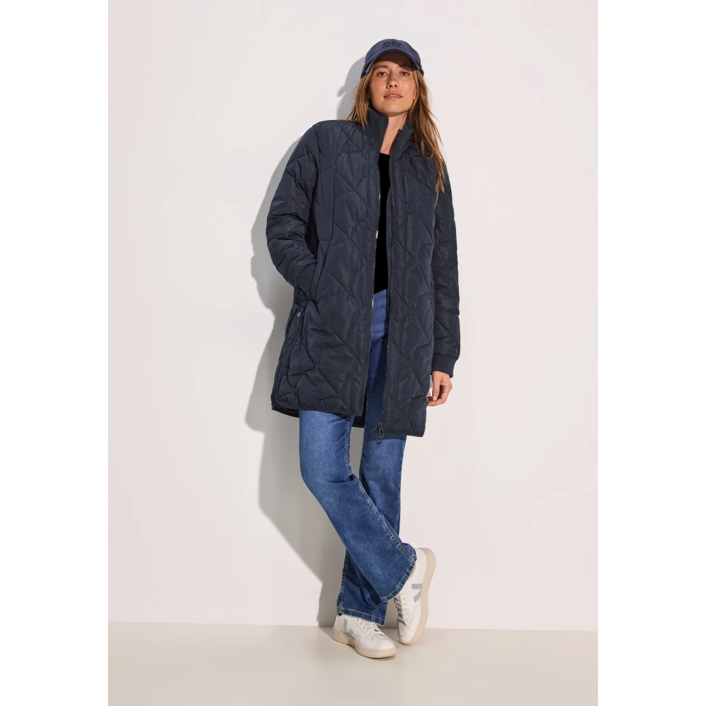 cecil Lange Blouson Jas met Opstaande Kraag Blue Dames