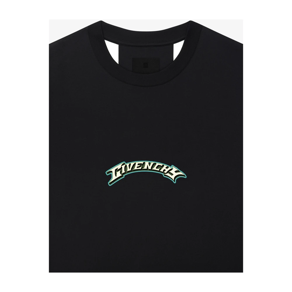 Givenchy Zwarte Crew Neck T-shirts en Polos met Handtekeningprint Black Heren