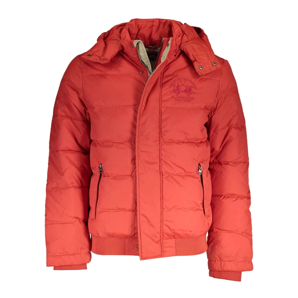 La Martina Men's Orange Hooded Jacket With Embroidery