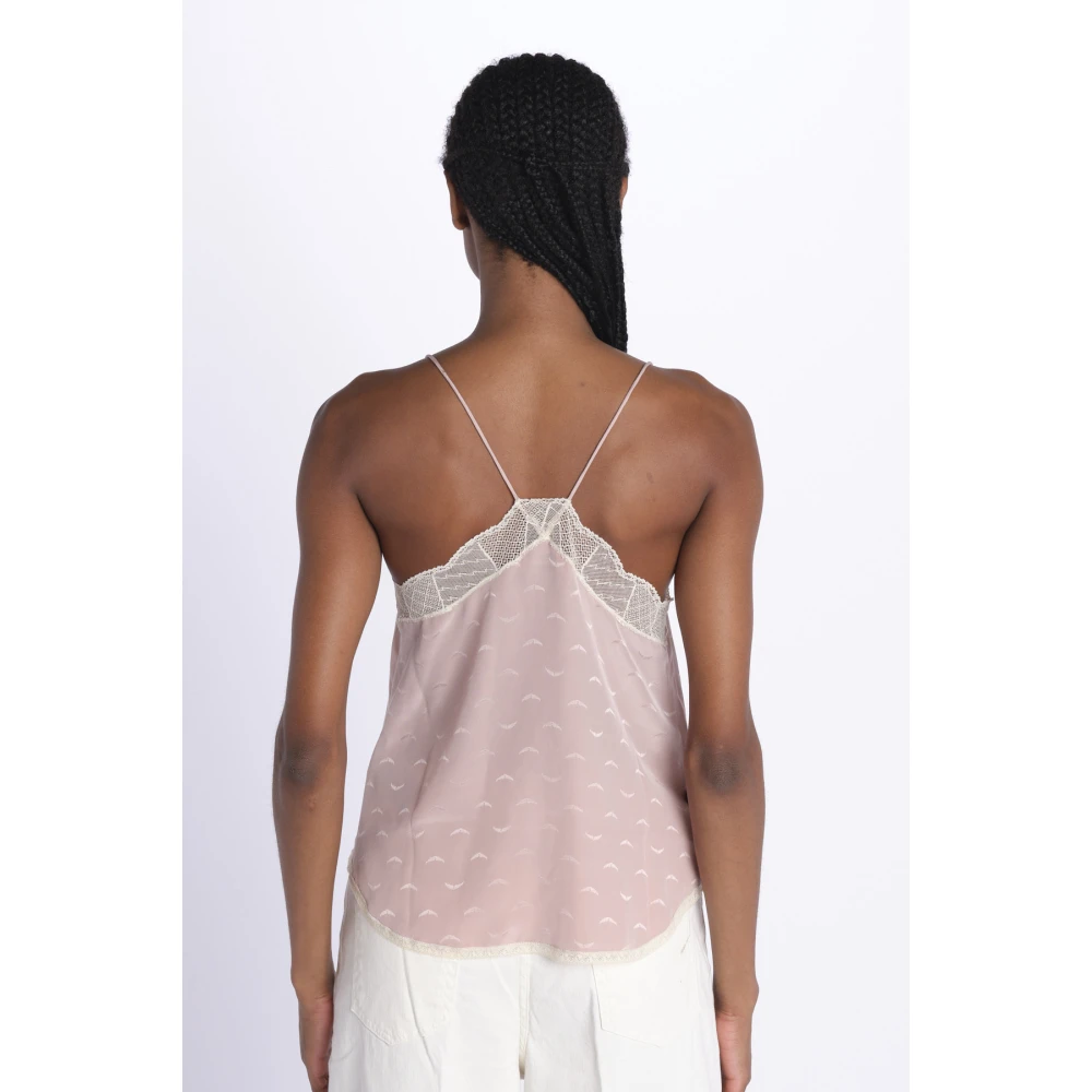 Zadig & Voltaire Roze Zijden Top met Vleugels Pink Dames