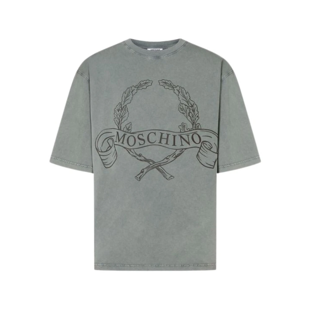 Moschino Unisex Gray Laurel Crown Cotton Jersey T-Shirt