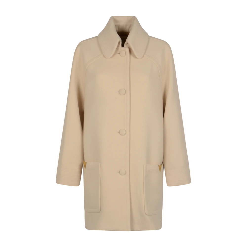 Valentino Vrouw Beige Jassen Dames, M, Wol, Wool Drap Caban