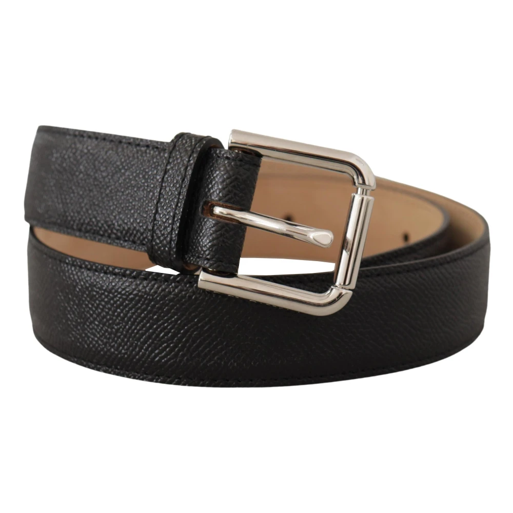 Dolce & Gabbana Zwarte Leren Riem met Metalen Gesp Black Heren