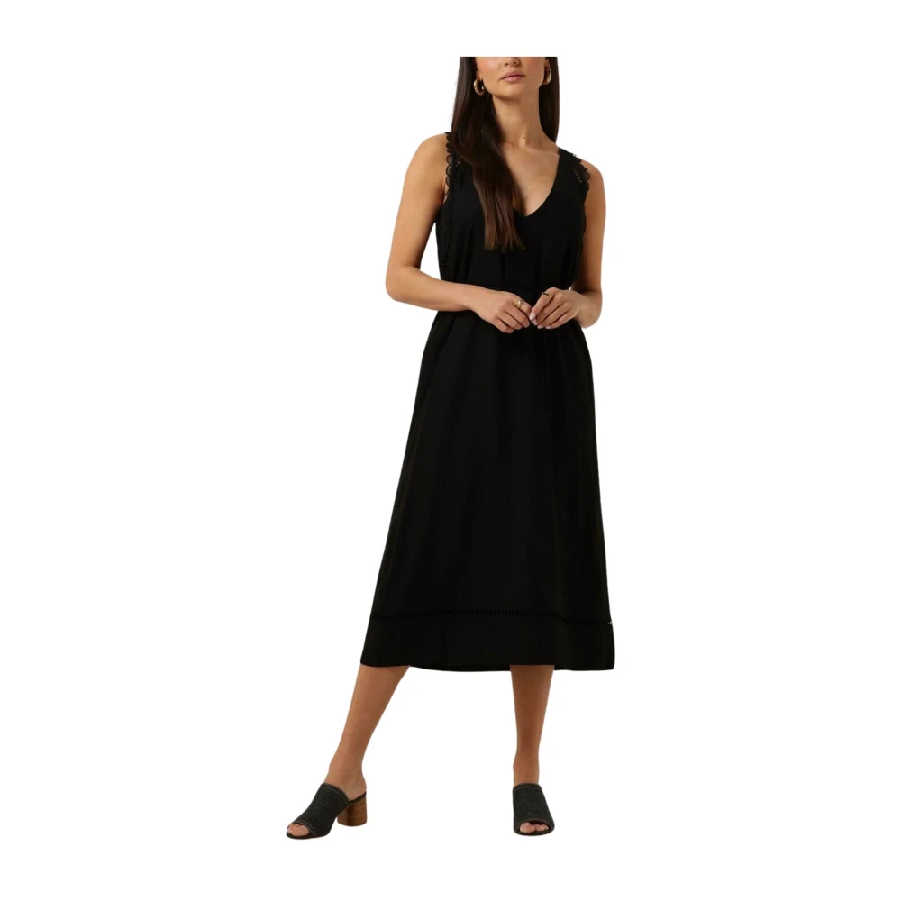 Suncoo Cristy Zwarte Midi Jurk Dames Black Dames