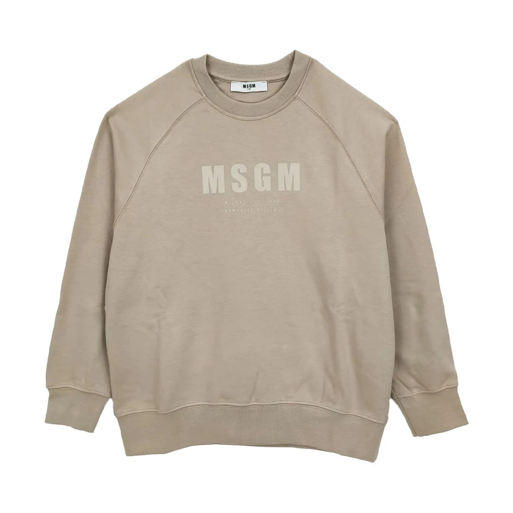 Msgm Boys Beige Kids Sweatshirts, 10 Y, Sweatshirt