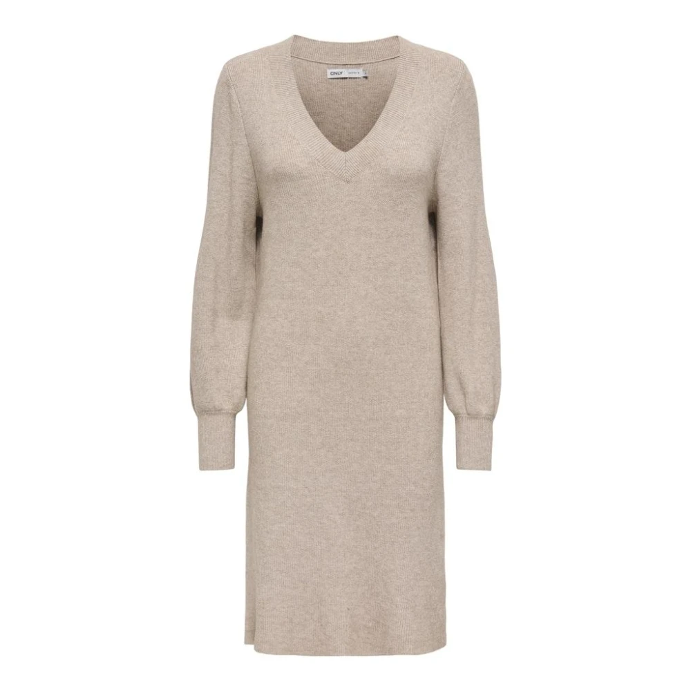 Only V-hals Jurk in Mocha Meringue Beige Dames