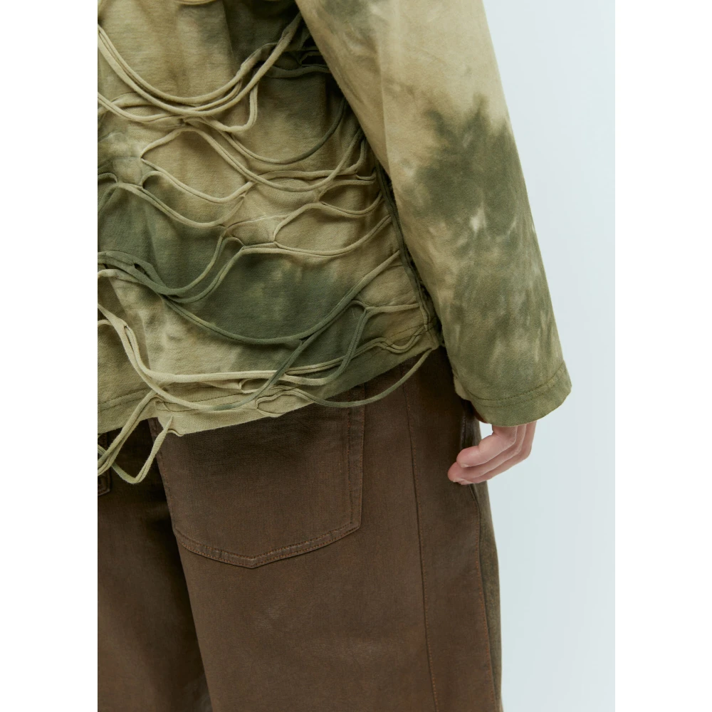 Diesel Lange Mouw Tie Dye T-Shirt Green Heren