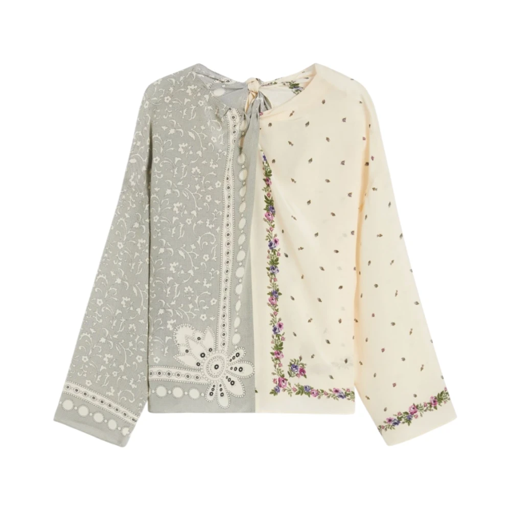Max Mara Women's Beige Blouses, M, Silk Caraffa Blouse With Bow Detail