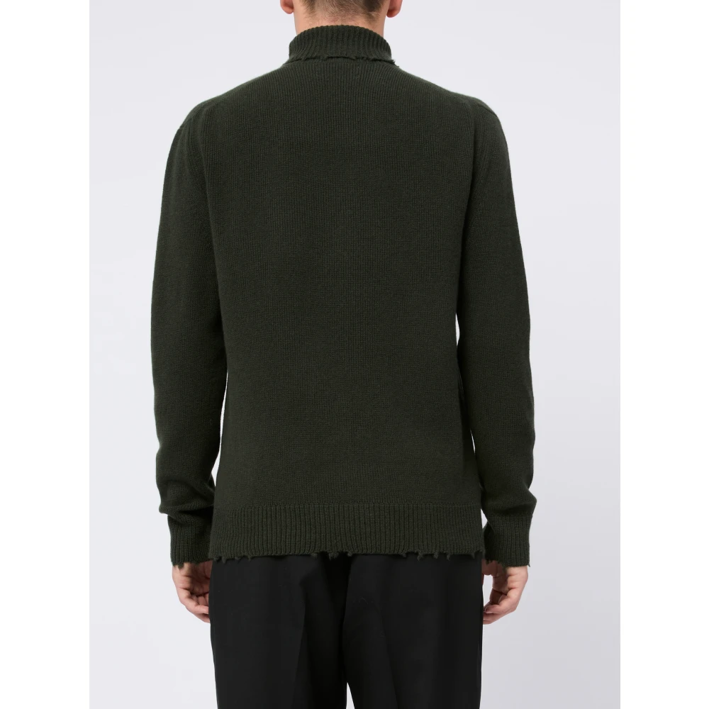 Laneus Groene Trui Hoge Hals Franje Zoom Green Heren
