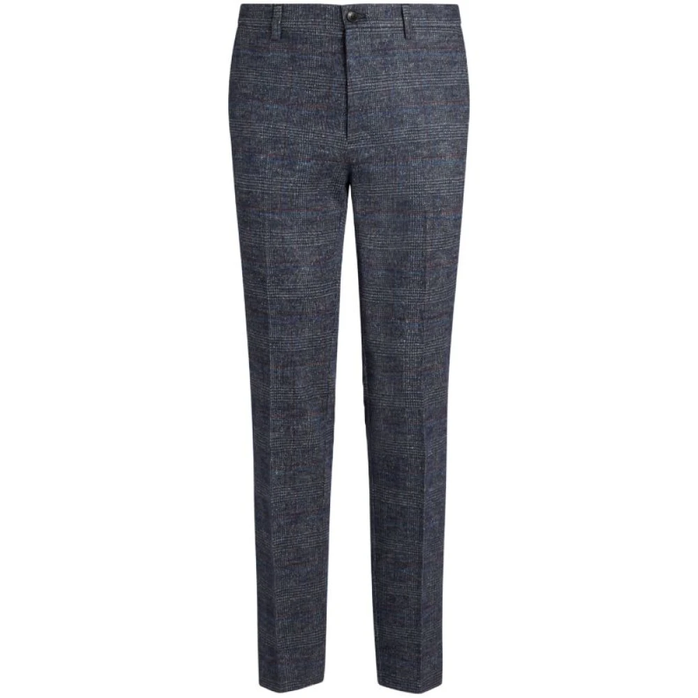 ETRO Geruite Marineblauwe Rome Broek Blue Heren