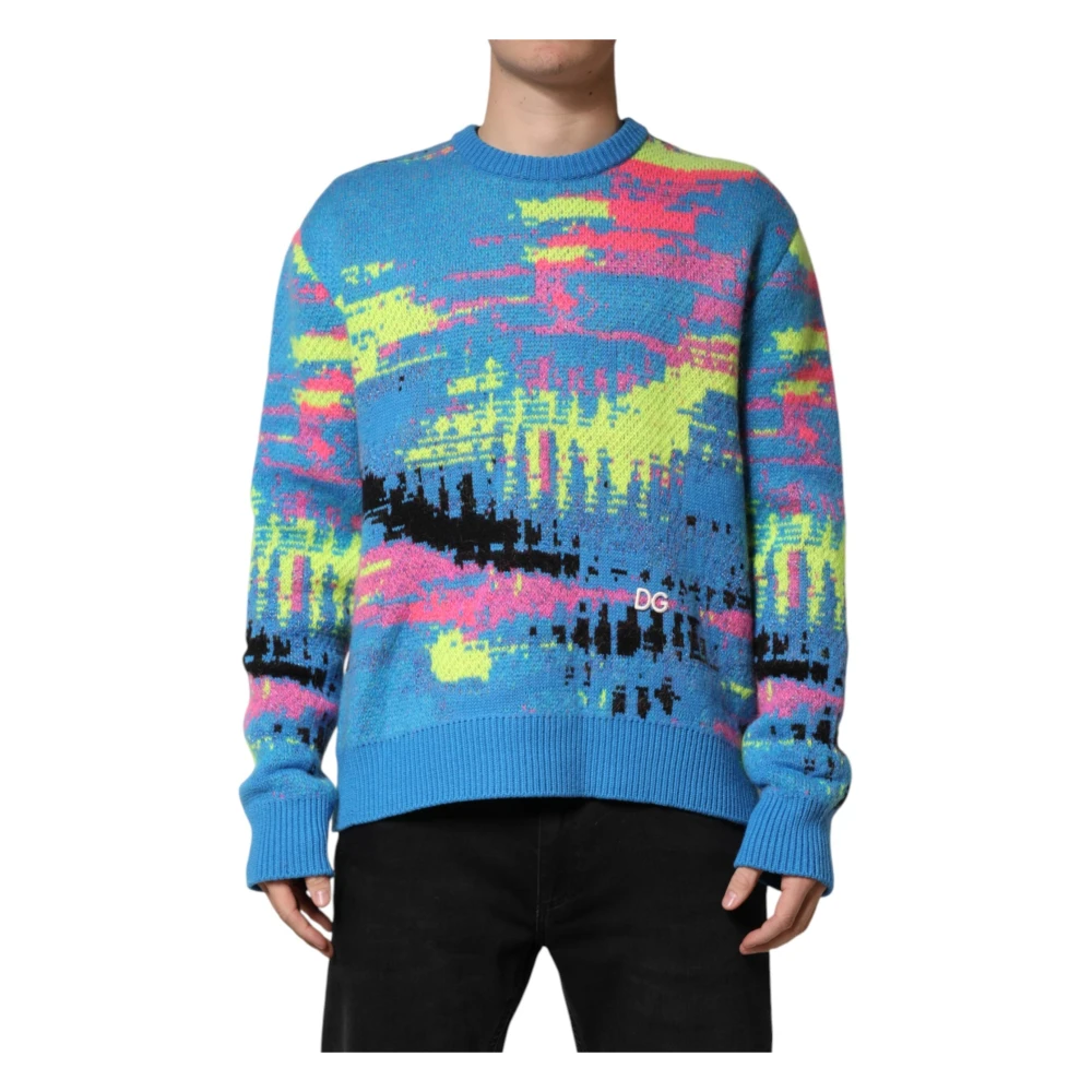Dolce & Gabbana Men's Multicolor Crew Neck Pullover Jumper - Round-Neck Knitwear - M - Knitwear