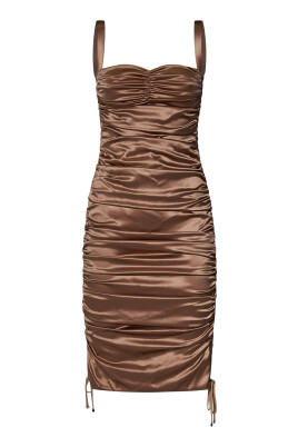 elegant-brun-silke-satin-midi-kjole
