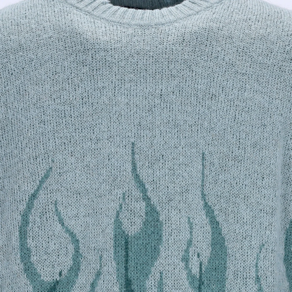 Vision OF Super Vlammen Oversized Crew Neck Sweater Groen Green Heren