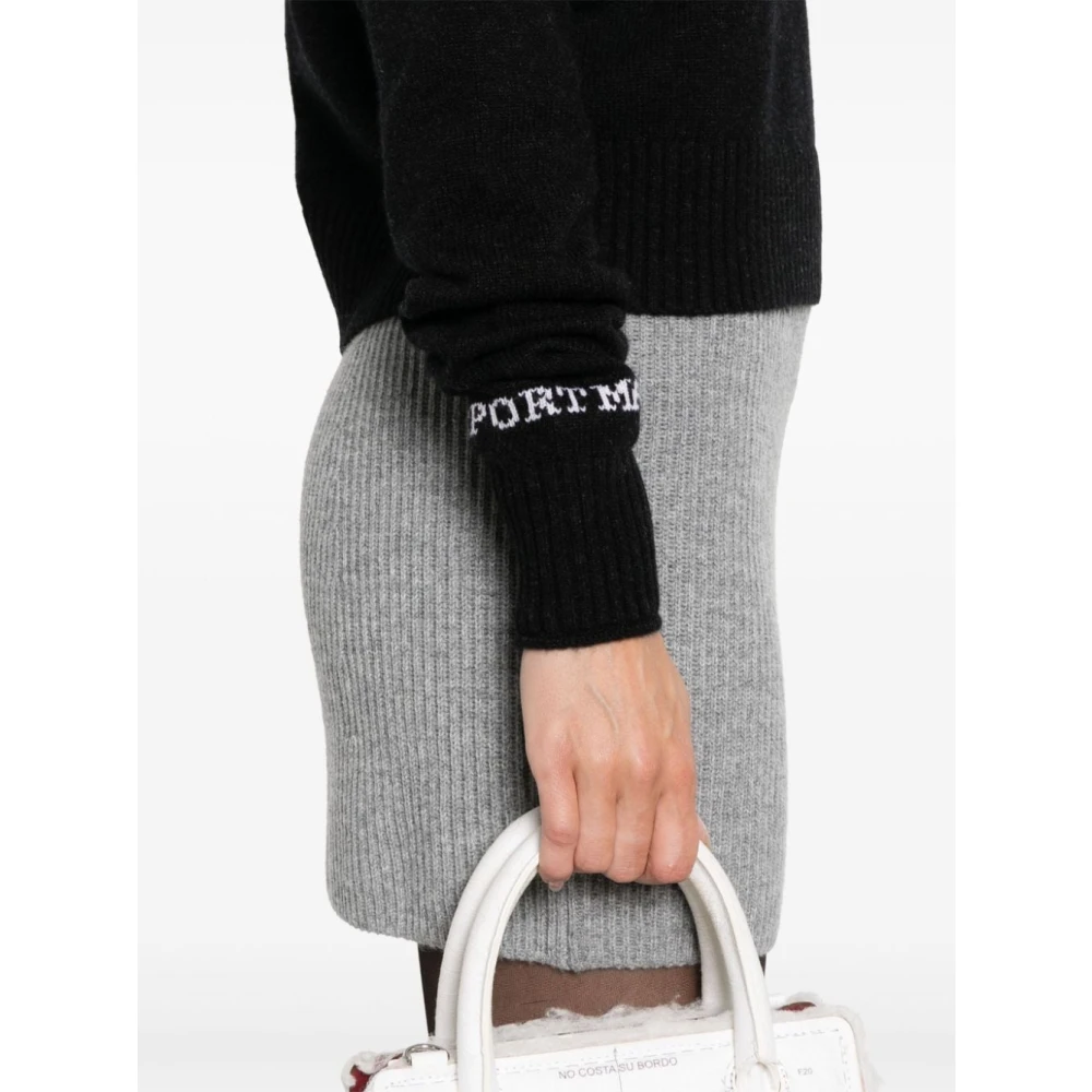 SPORTMAX Zwarte Gebreide Logo Trui Black Dames