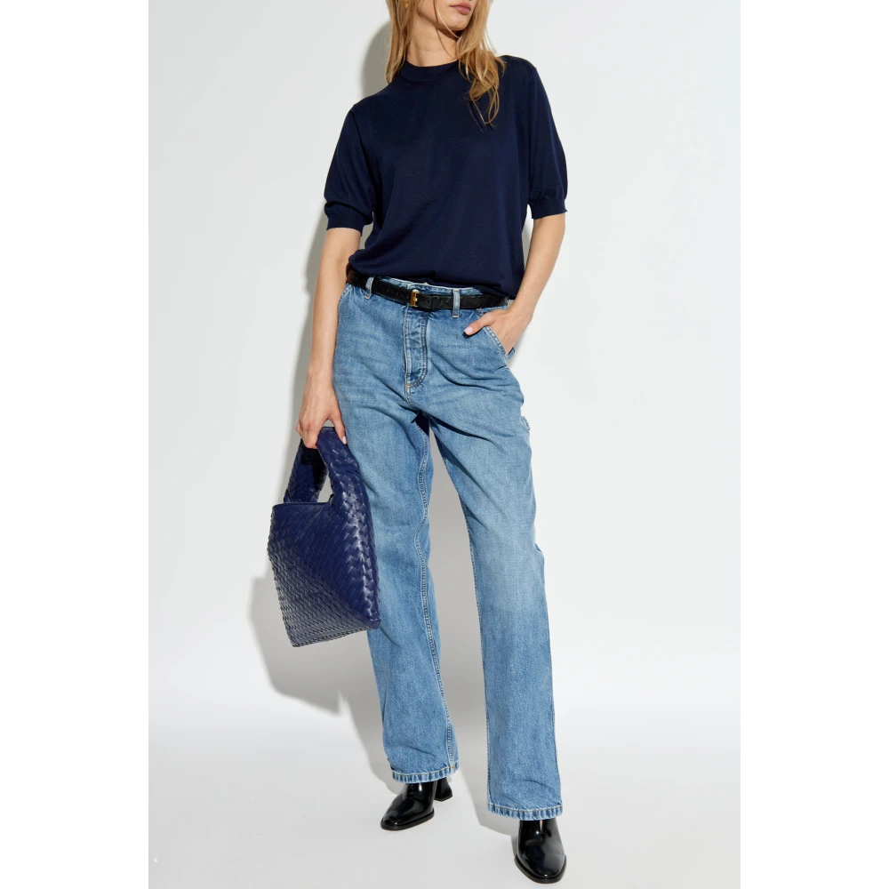 Bottega Veneta Top met geborduurd logo Blue Dames