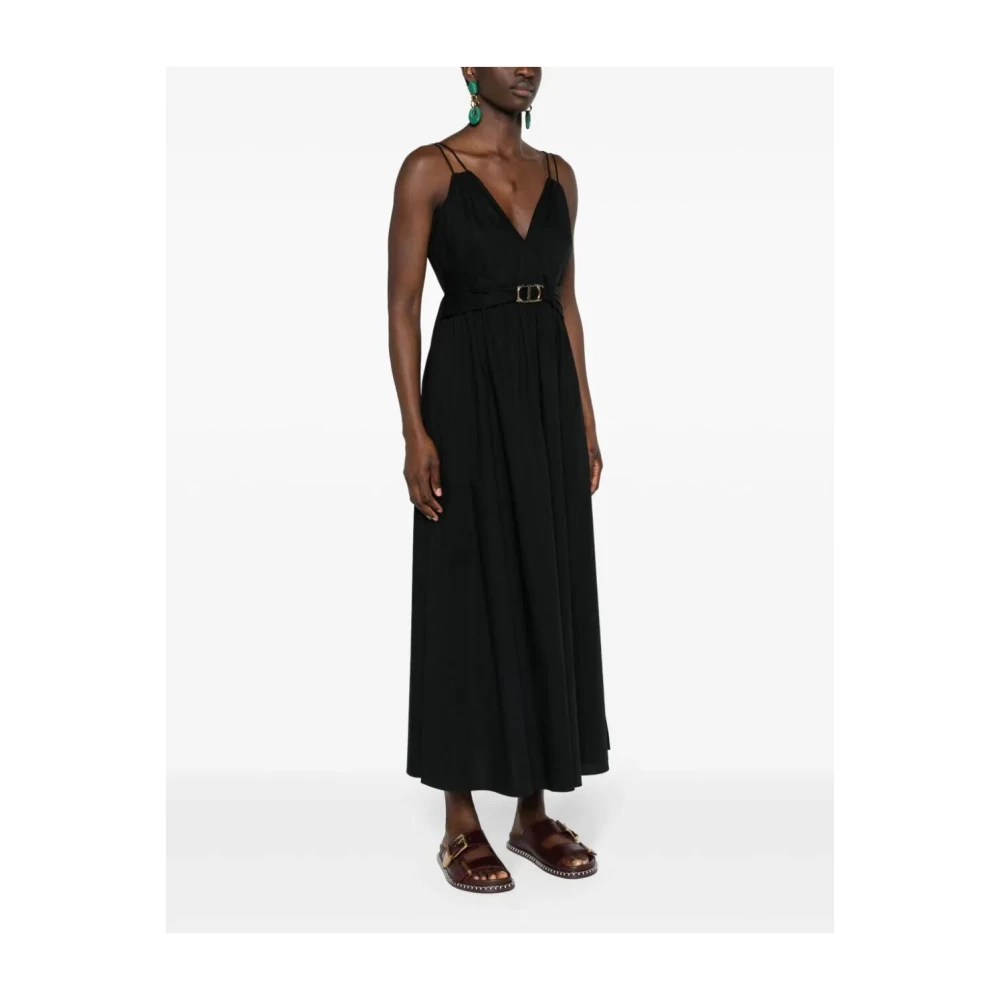 Twinset Chique Mouwloze Midi Jurk Black Dames