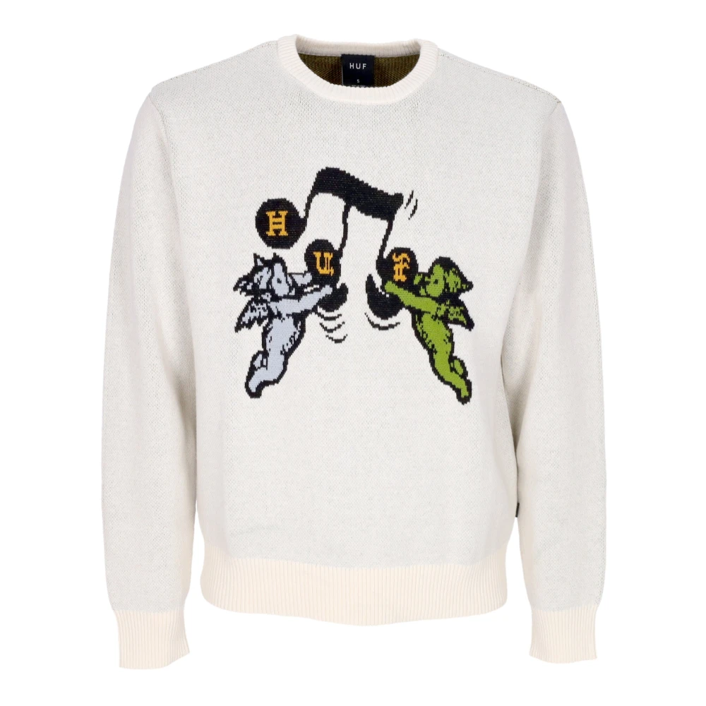 HUF Jacquard Sweater met Geborduurde Graphics White Heren