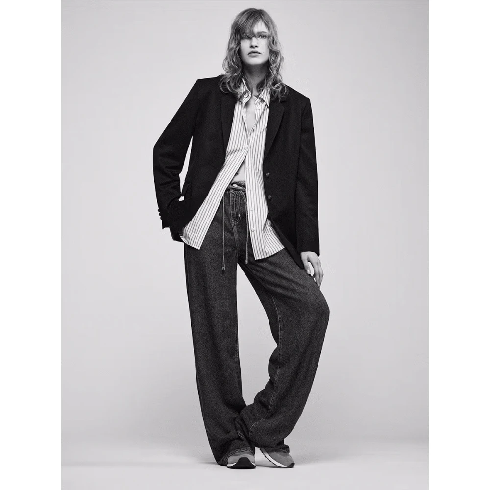 Frame Wide Leg Drawstring Jeans Ghost Blue Dames