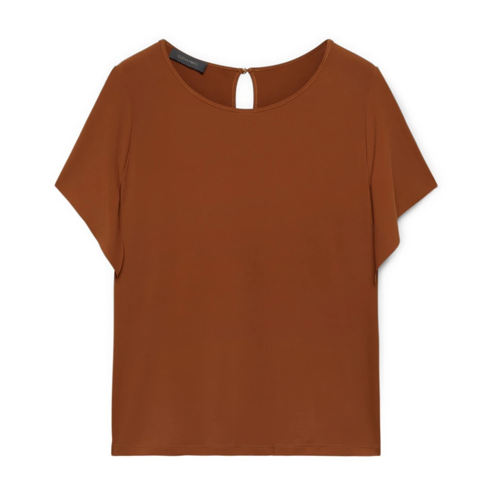 Elena Mirò T-shirt met ruchesmouwen Brown Dames