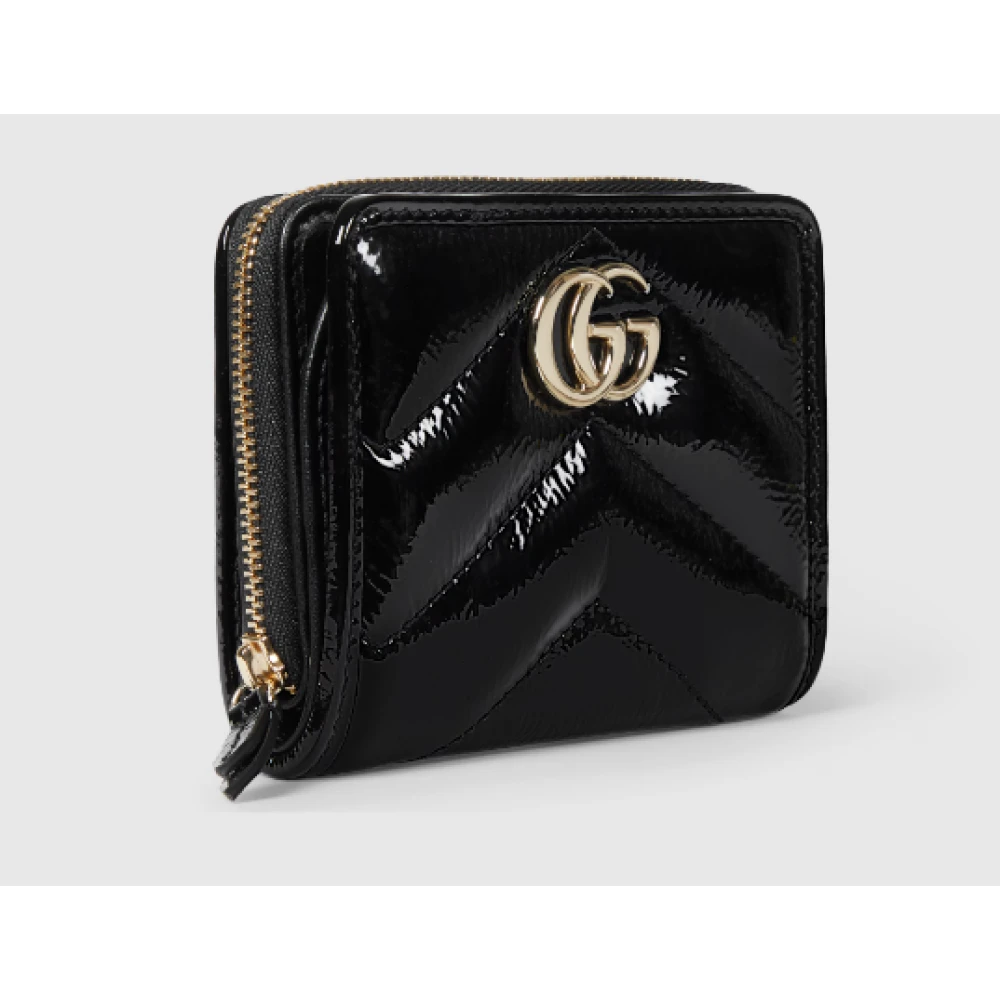 Gucci Zwarte Gewatteerde Chevron Mini Portemonnee Black Dames
