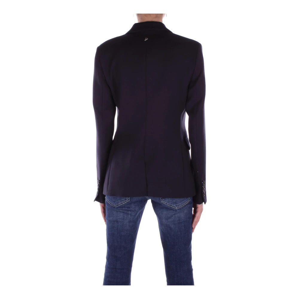 Dondup Blauwe Logo Achter Dubbelbreasted Jas Blue Dames