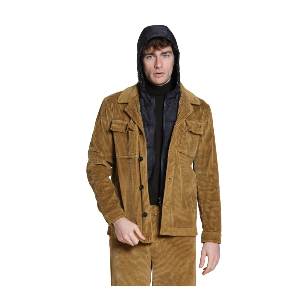Mason's Mannelijk Geel Jassen Heren, S, Corduroy Overshirt In Mosterd