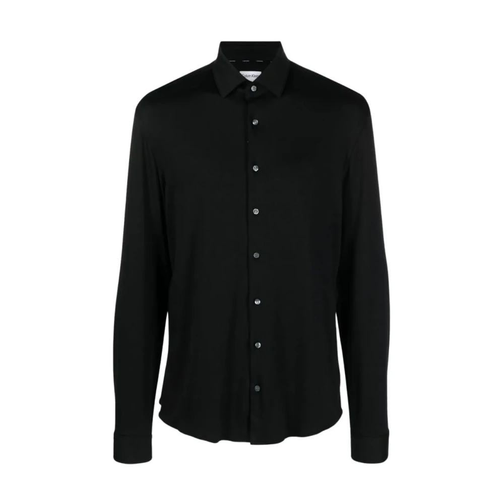 Calvin Klein Zwarte Poplin Katoenen Overhemd Black Heren