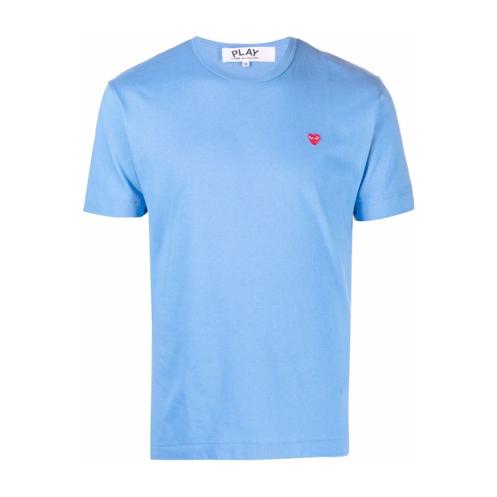 Comme des Garçons Play Blauw T-shirt met korte mouwen en klein rood hart Blue Heren