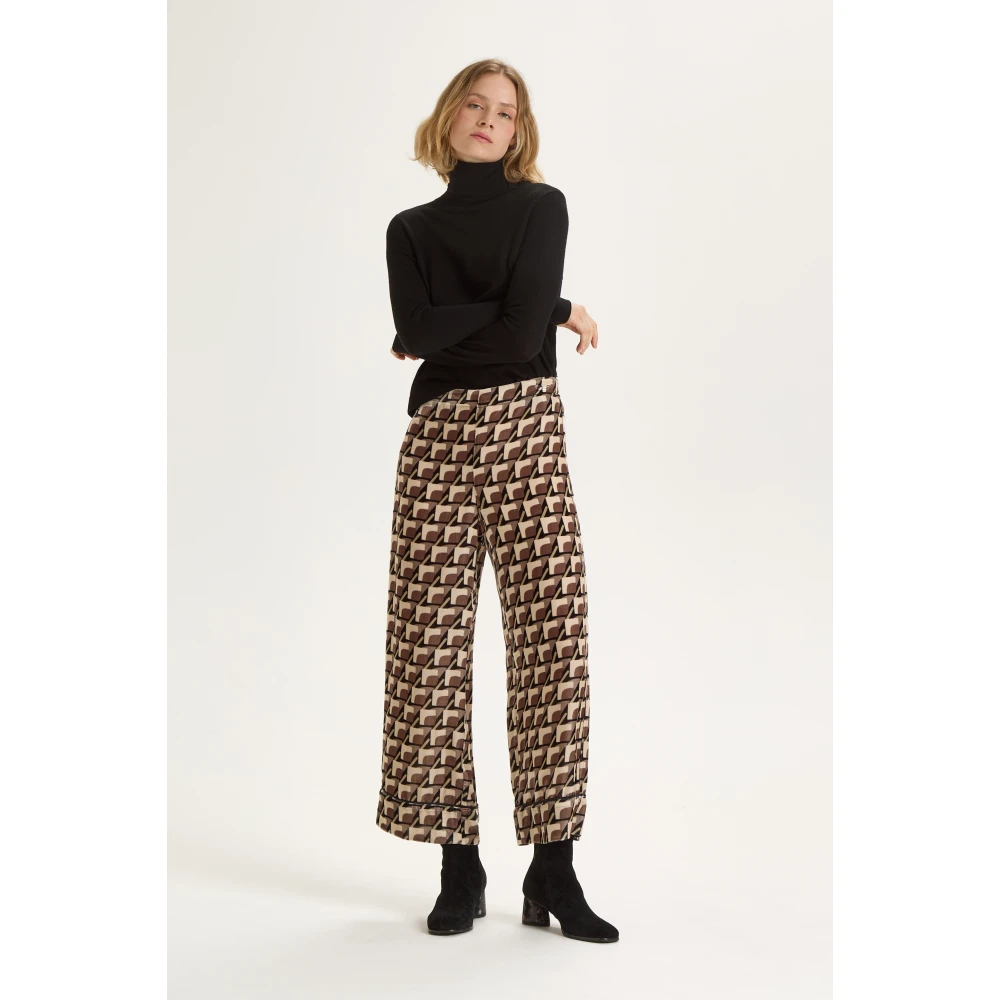 Maliparmi Velvet Print Broek Multicolor Dames