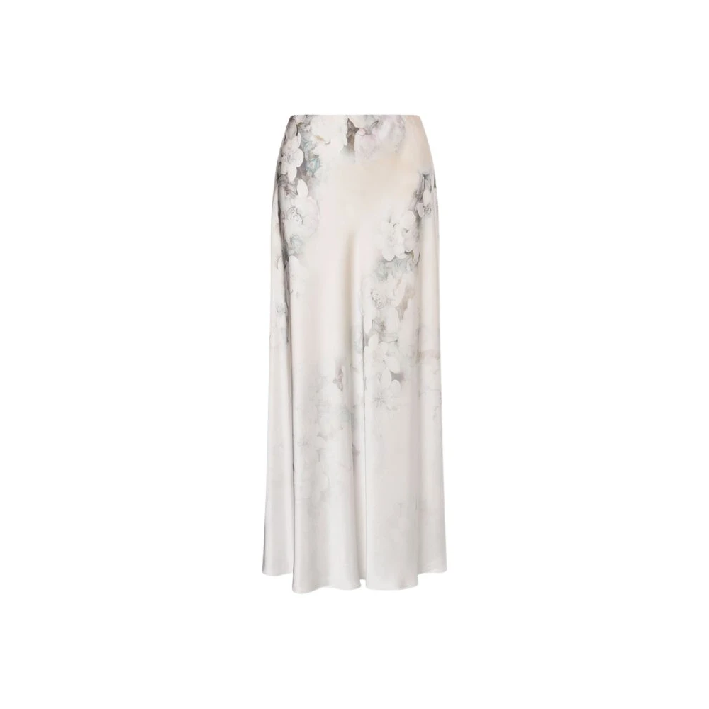 Alberta Ferretti Donna Beige - Gonna Lunga In Raso Con Stampa Dégradé - Skirts - S