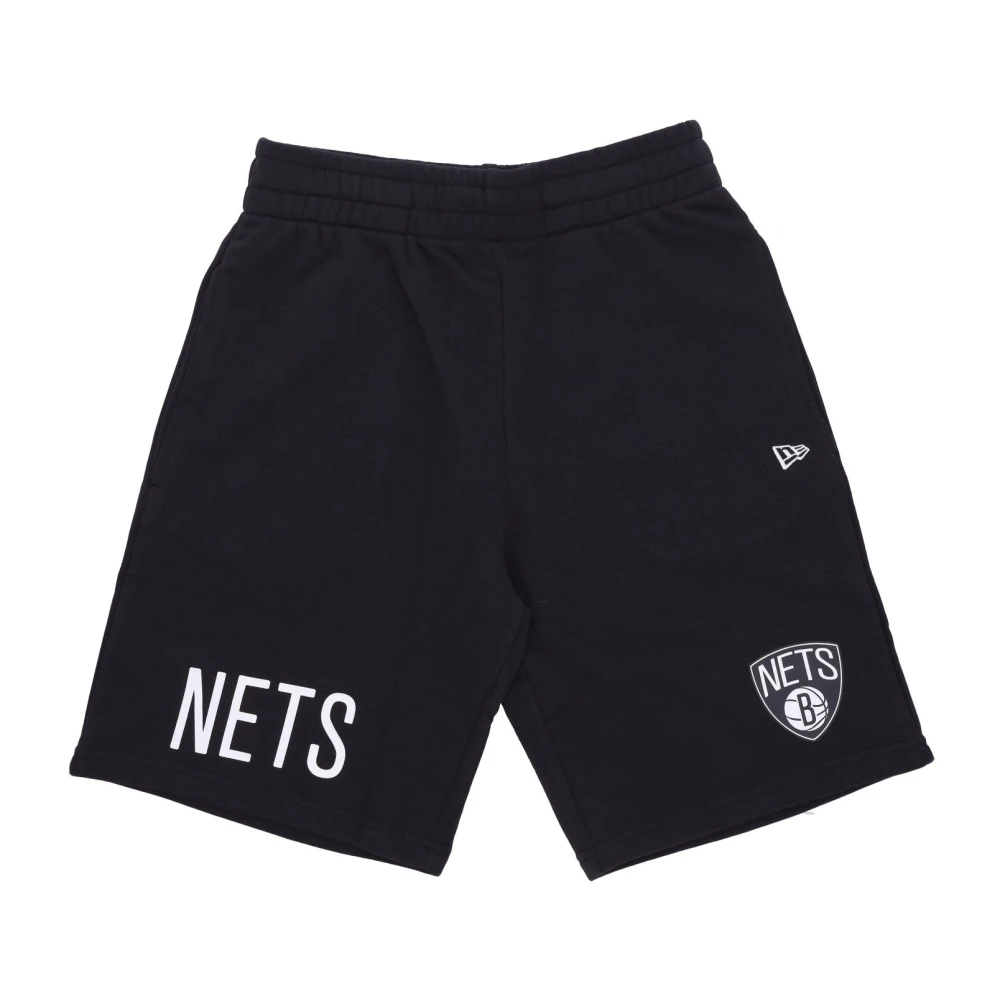 New Era Men's Black/White Nba Wordmark Tracksuit Shorts