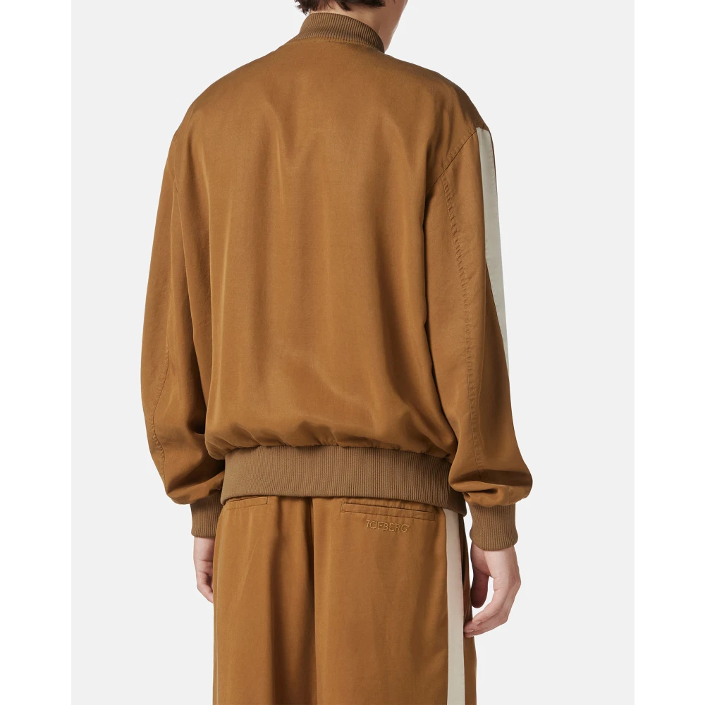 Iceberg Regular fit oliekleurige jas van Tencel-stof Beige Heren