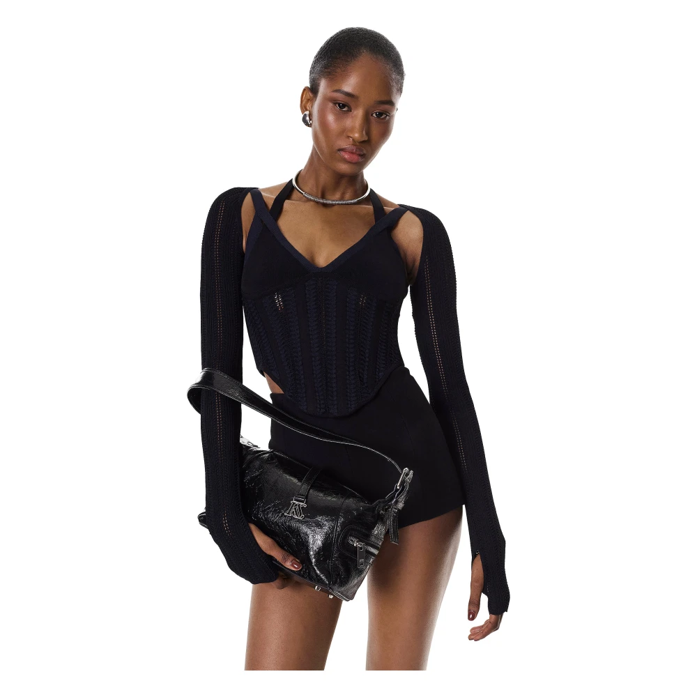 Kazar Studio Zwarte leren schoudertas Black Dames