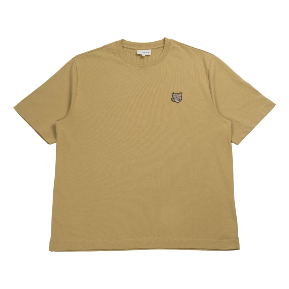 Maison Kitsuné Fox Head Oversize T-shirt met katoenen patch Green Heren