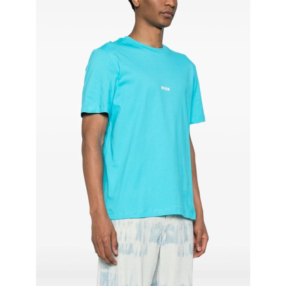 Msgm Blauw Katoenen T-Shirt Blue Heren