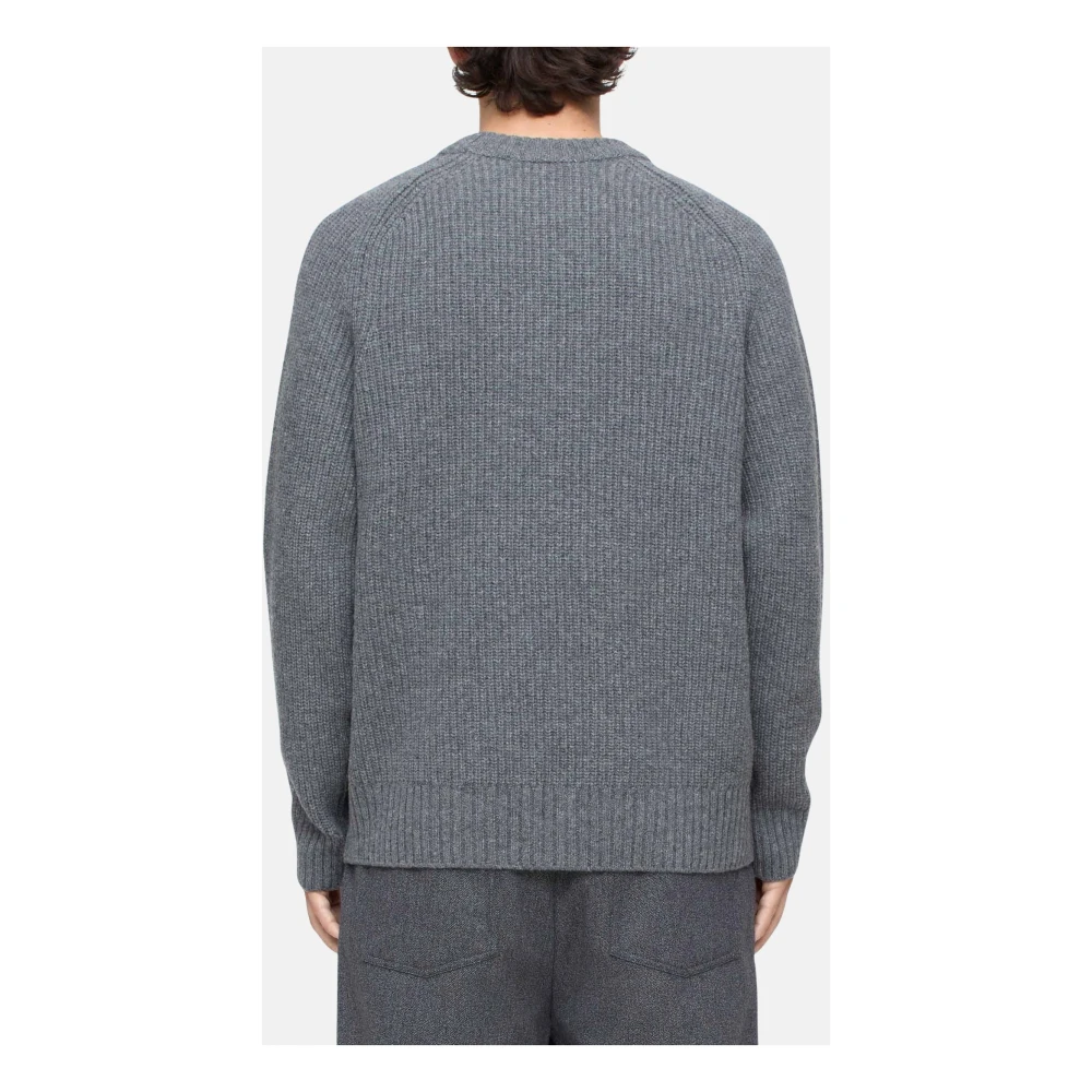 closed Raglan crew neck ribbed sweater Gray Heren