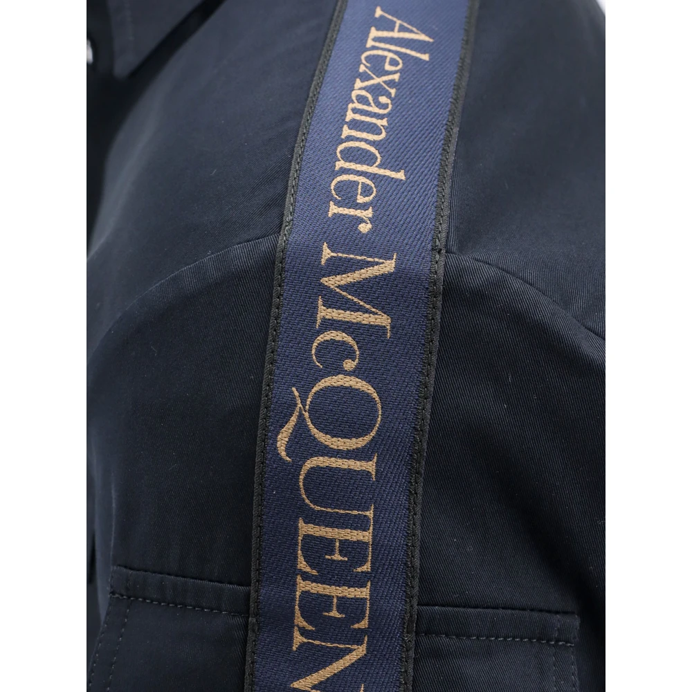 alexander mcqueen Katoenen Shirt met Logo Detail en Knopen Blue Heren