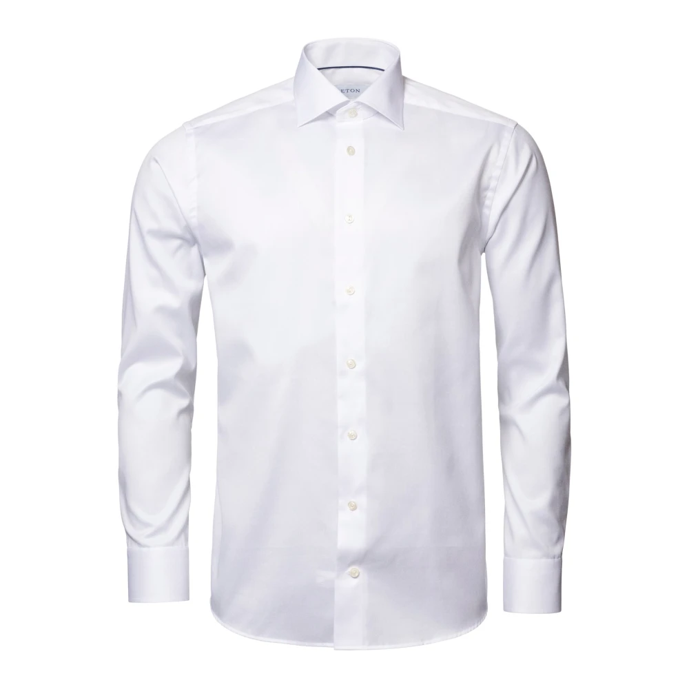 Hvit Eton Signature Twill Slim Shirt Overdeler