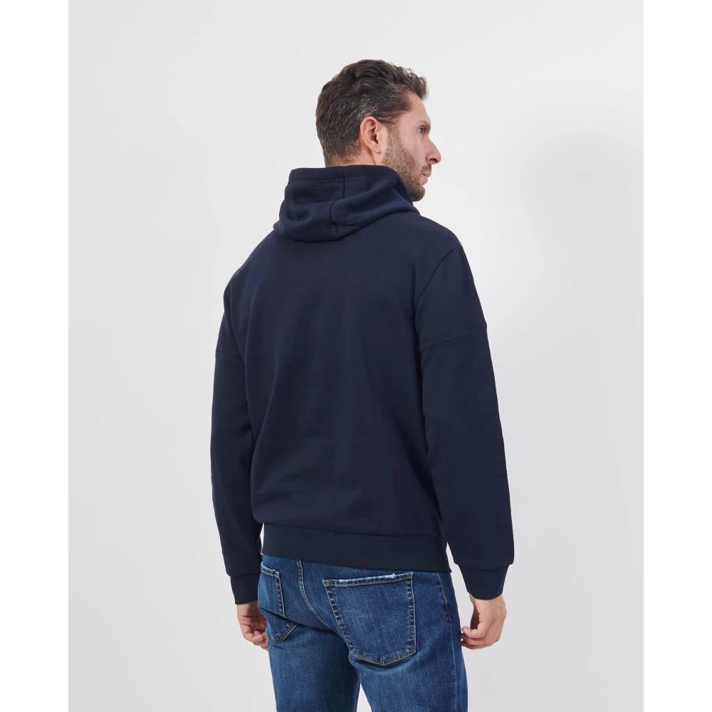 Emporio Armani Blauwe hoodie trui met logo Blue Heren