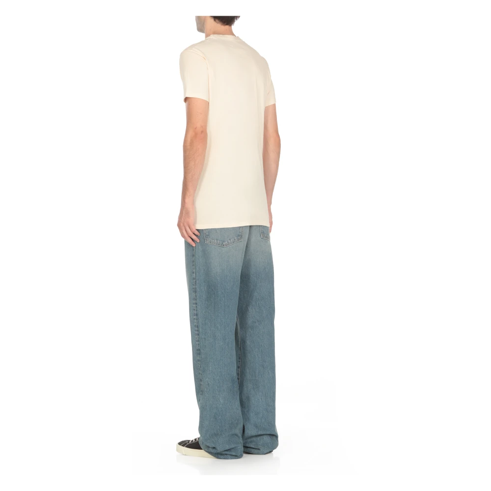 Maison Margiela Beige Katoenen T-shirt met Logo Beige Heren