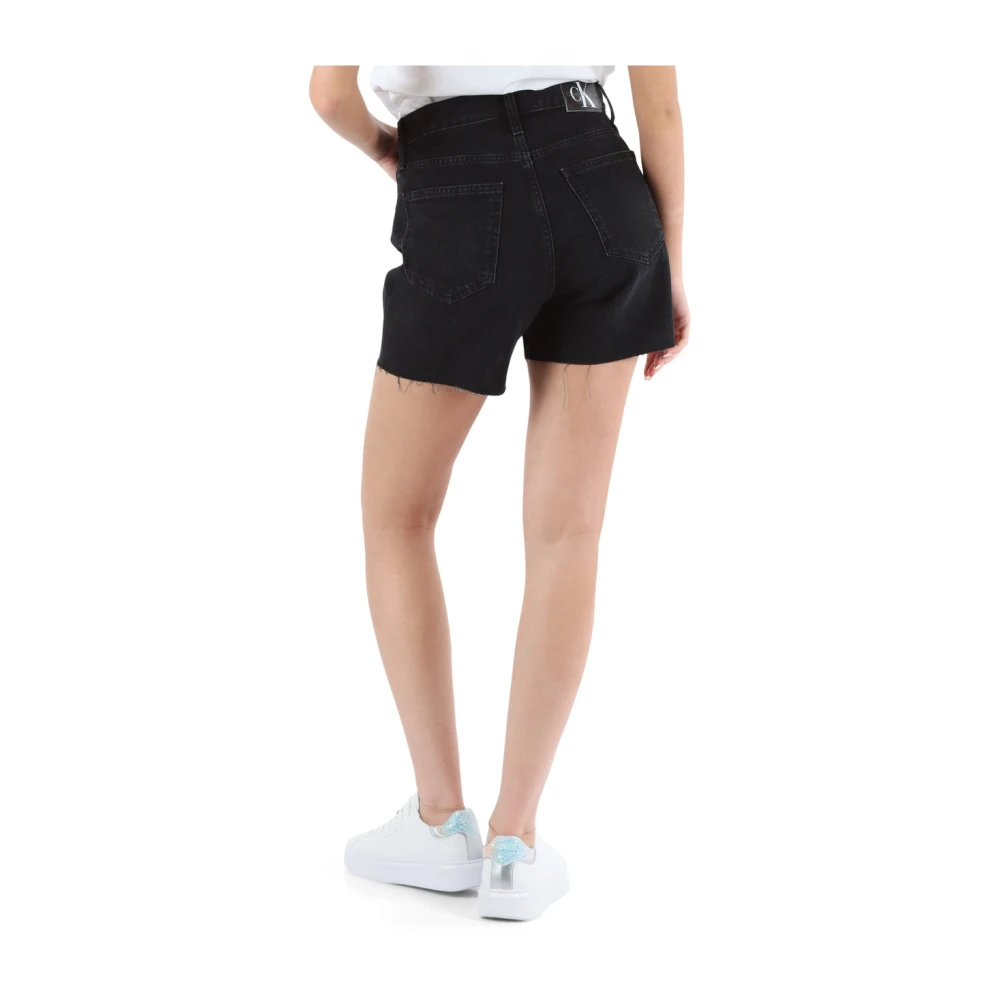 Calvin Klein Jeans Denim Mom Fit Shorts met Vijf Zakken Black Dames