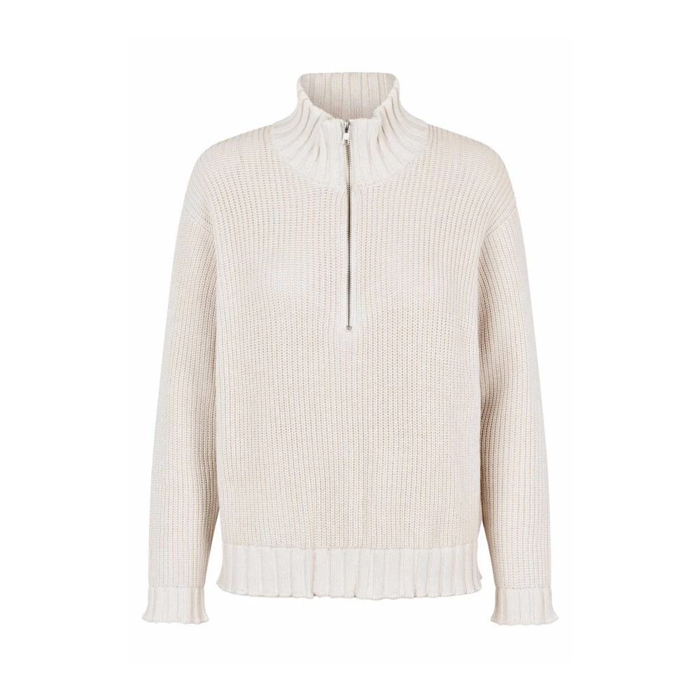 Masai Wit Gebreide Top met Rits Detail Beige Dames
