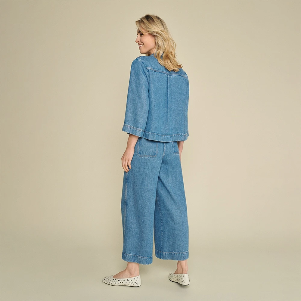 Marie Méro Denim Stretch Blazer Jas Blue Dames