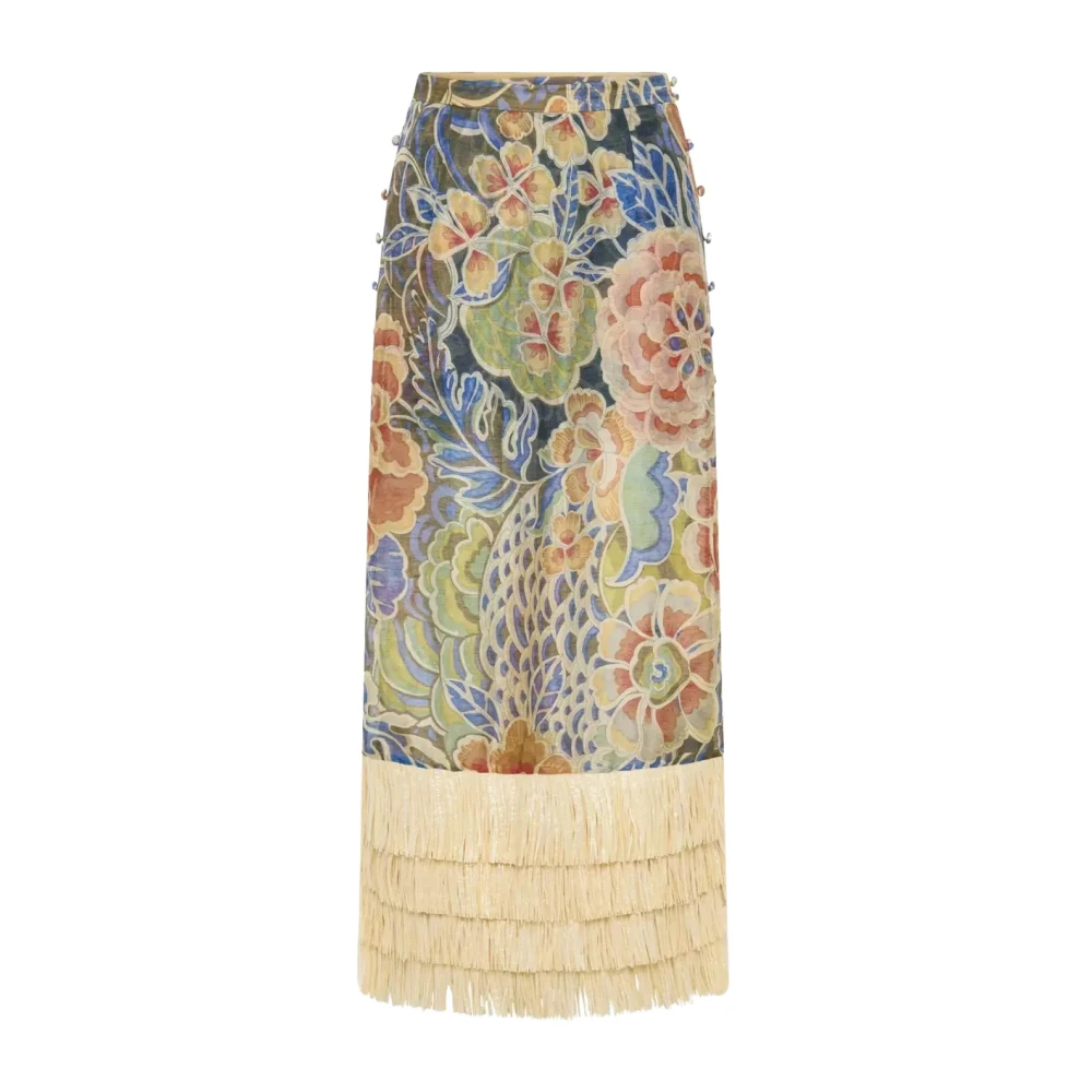 Ixiah Women's Multicolor Colorful Fringed Casablanca Skirt - Midi Skirts - S - Skirts