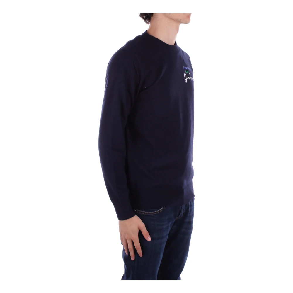 Saint Barth Logo Sweaters in wolmix Blue Heren