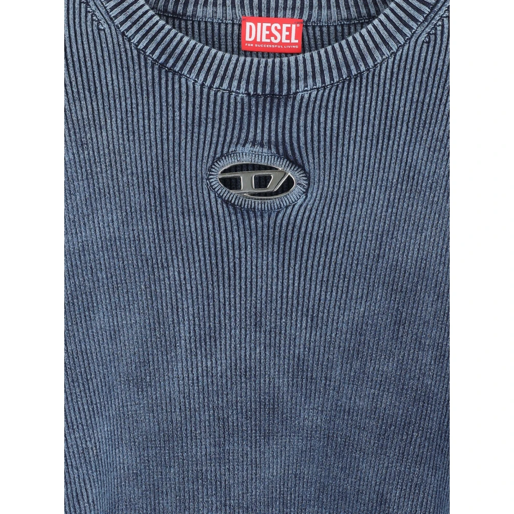 Diesel Logo Gebreide Trui Blue Heren