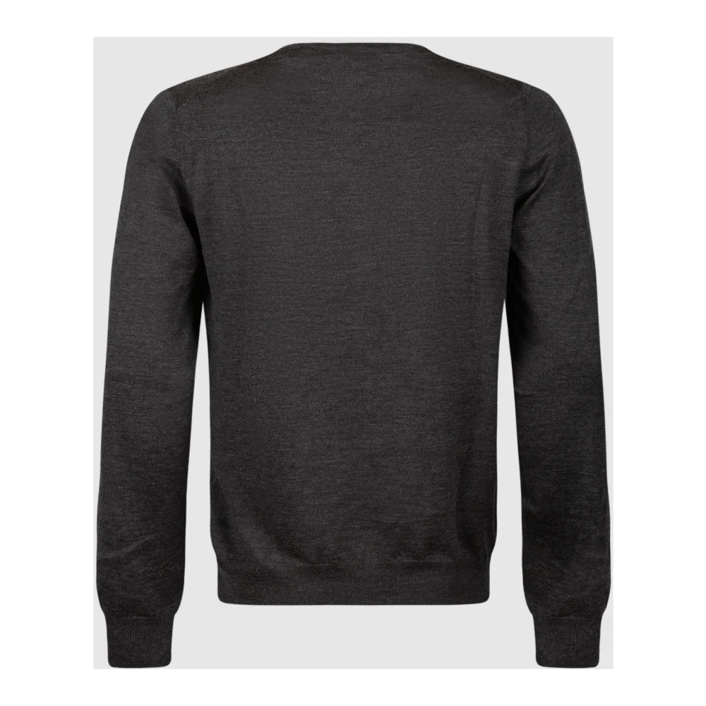 Gran Sasso Donkergrijze Crew Neck Wol Zijde Trui Gray Heren